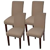 trusir Camel Chair Covers for Dining Room Set of 4, Stretch Chair Slipcover Kitchen Chair Protector