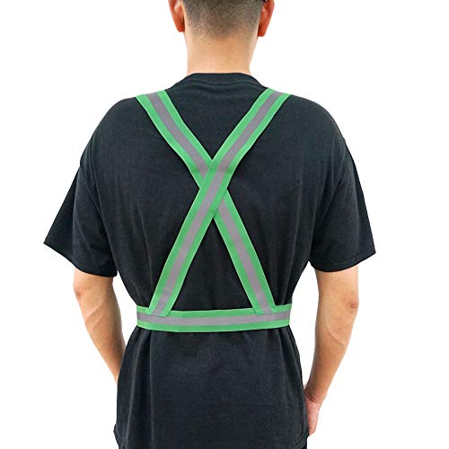 T-Sheng Safety Vest with 5 Pack,Reflective Belts Provides High Visibility for Men and Women,Adjustable,Ultralight and Comfy for Walking(Green) - Thumbnail 5