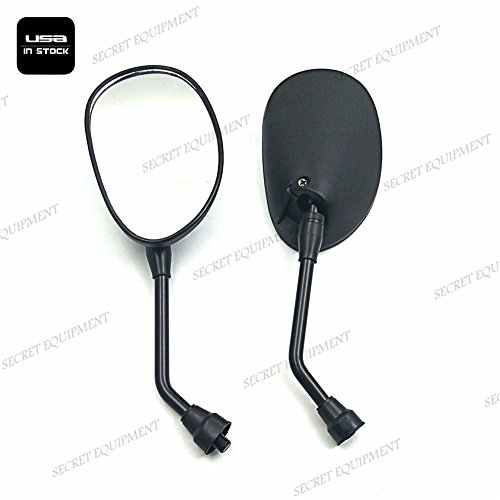SEMT-2pcs 10MM Black MOTORCYCLE OVAL REARVIEW SIDE MIRRORS Compatible With SUZUKI KAWASAKI [B074MN8SQH]