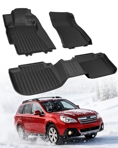 Car Floor Mats for Subaru Outback 2010-2014: All Weather Car Accessories for Outback & Legacy Sedan Mats 2014 2013 2012 2011 2010, Custom fit Front & 2nd Row 3PCS Protection