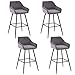 JaHECOME Lot de 4 tabourets de bar rembourrés en velours avec accoudoirs et pieds en métal noir pour la maison et la cuisine