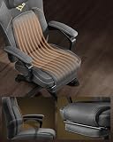 SONGMICS HOME Krzesło do gier, ergonomiczne krzesło komputerowe z podnóżkiem, krzesło biurowe, krzesło obrotowe z poduszką, mieszanka bawełny i lnu, regulacja wysokości, gołębi szary OBG072G01