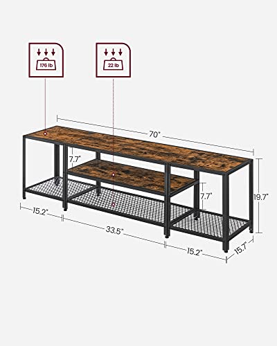 Vasagle Modern Tv Stand For Tvs Up To 75 Inches, 3-Tier Entertainment Center, Industrial Tv Console Table With Open Storage Shelves, For Living Room, Bedroom, Rustic Brown And Black Ultv098B01 #TOP5