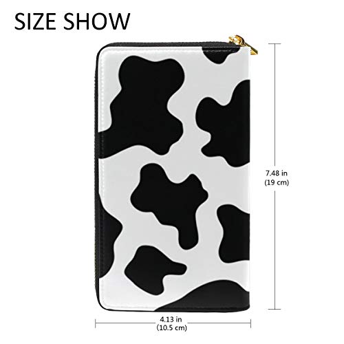 My Little Nest Women Genuine Leather Wallet Purse Black and White Cow Card Case Leather Clutch Holder Organizer Ladies Purse3