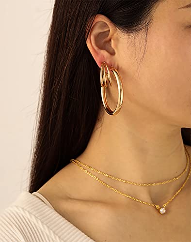 32 Pairs Gold Hoop Earrings Set For Women Girls, Fashion Chain Link Hoop Stud Drop Dangle Earrings Boho Statement Hypoallergenic Earrings For Christmas Jewelry Gift (3-Gold) #TOP3