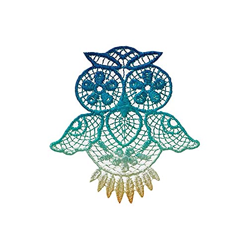 Mono Quick 0818x Farbverlauf Spitzen Applikation, Bügelbild, Patch, Eule Feder oder Blume (08184 - Eule Farbverlauf Spitze)