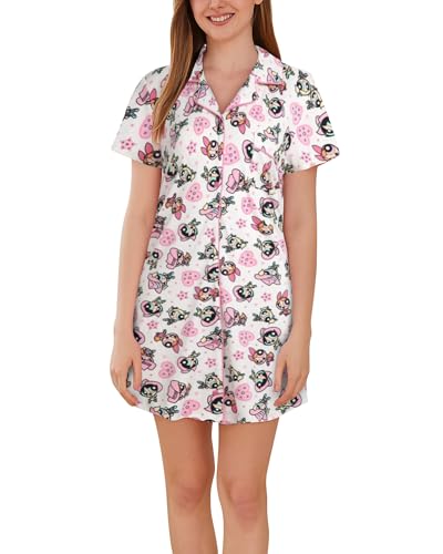 COCO BRANDS Peanuts Snoopy Bratz Strawberry Shortcake Powerpuff Girls Betty Boop Womens Nightgown for Adult Women Size Medium Cream Powerpuff Girls Cowgirl Stars & Hearts Print
