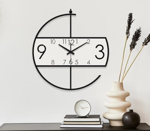 Image of Stylish Metal Analog Wall Clock for Living Room, Bedroom, Office, Kitchen, Home and Hall | Antique Fancy Big Size Modern Wall Watch for Home Decor (Style-32, 50CM)