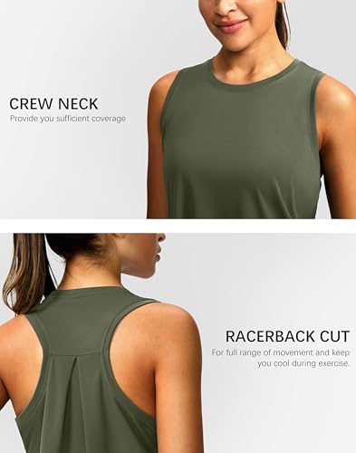 Image of Women's Workout Tops Racerback Athletic Tank Tops Sleeveless Loose Fit Yoga Running Gym Shirts for Women
