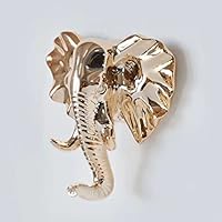 Creative Animal Head Hook Home Indoor Bathroom Door Behind The Wall Hanger, Golden Elephant Head