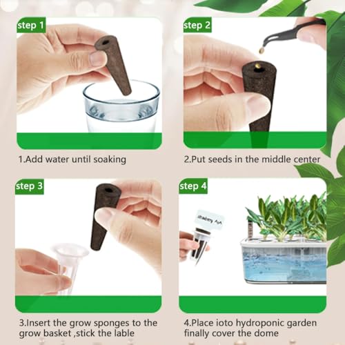 Image of 101pcs Hydroponic Pods Kit - Grow Anything Seed Pods with 30 Grow Sponges, 30 Labels, 15 Grow Baskets & Domes 10 Plant Tags and 1 tweezer | Fits Most Indoor Gardening Planting Systems