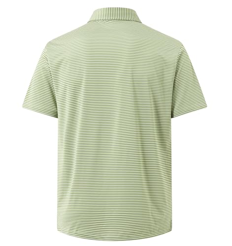 Image of Golf Shirts for Men - Dry Fit Moisture Wicking Short Sleeve Performance Sport Casual Striped Collared Mens Polo Shirt