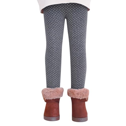 Generisch Leggings con forro polar para niños y niñas, algodón de invierno, gruesos, elásticos, pantalones cálidos de invierno, gris, 10-11 años