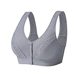 reggiseno con chiusura frontale da donna di grandi dimensioni, reggiseno push up con scollo a v, tinta unita, comodo, morbido, classico, lingerie chic per tutti i giorni, casual, basic bra, grigio, s
