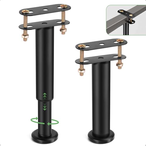 HUALIANG 2 Stück Bettfüße, Höhenverstellbar Bettbeine 25-42 cm, Metall Einziehbar Möbelfüße Bettrahmen Mittelstützbeine, Bett Füße Ersatzteile für Bettstütze,Sofa,Schrank,Tisch