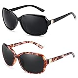 Myiaur 2 Pack Sonnenbrillen Damen Polarisierte Gläser, UV400 Schutz & Wraparound Design für Outdoor und Mode