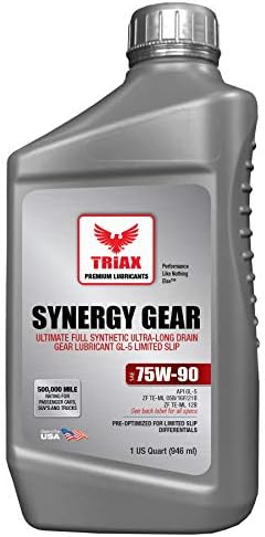 Triax Synergy Gear Max 75W-90 GL-5 Limited Slip, Ultra Long Drain 500k Miles, Manual Transmission, Gear/Differential Lubricant (1 Quart)