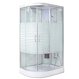 Home Deluxe - Dampfdusche 120x80 Links - Komplettdusche White Pearl mit Regendusche | Duschtempel, Fertigdusche, Dusche, Duschkabine Komplett