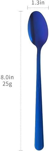 Miniatura 2 de QIBOMOON - Cuchara de mango largo, cuchara de té helado de 8 pulgadas, cucharadita de acero inoxidable para mezclar, mezclar cócteles, té, café,