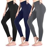 Sanpetix 3 Pack Black Leggings for Women, High Waisted Buttery Soft Leggings for Workout Running Yoga 3Black/Grey/Navy LXL