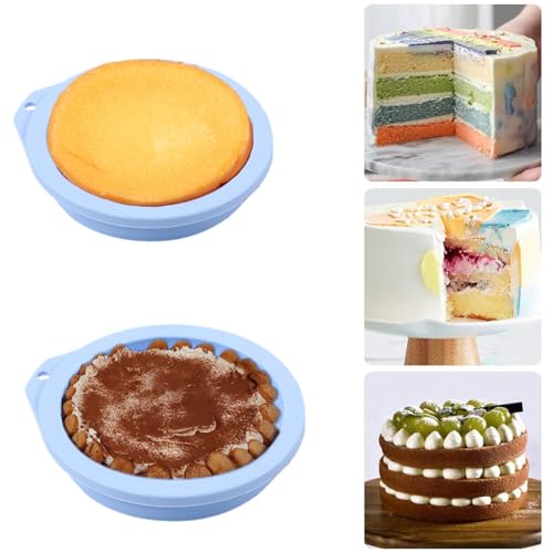 ZEACCT Lot de 6 moules à gâteau ronds en silicone, antiadhésif, 10,2 cm, pour mariage, anniversaire, pâtisserie de Noël (bleu) – vue 3