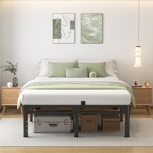 NKZ Full Size Bed Frame 16 Inch, Metal Bed Frame & Box Spring 2 in 1 Platform with Round Corner Legs, 4000lbs Weight Capacity Reinforced Metal Frame, Headboard Hole, Noise-Free, Easy Assembly by NKZ - Used condition - Image 3