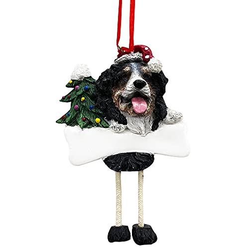 Bernese Mt Dog Ornament with Unique "Dangling Legs" Hand Painted and Easily Personalized Christmas Ornament