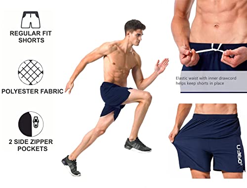 Image of Men's Workout Running Shorts Quick Dry Lightweight Gym Shorts with Zip Pockets S5Shorts