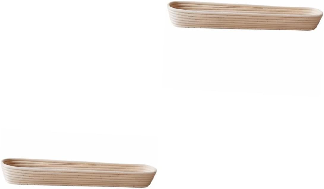 PRETYZOOM 2 pcs Handmade Rattan Proofing Basket for Bread Baking Long Design for Sourdough Artisan Breads Sturdy Structure for Professional and Amateur Bakers