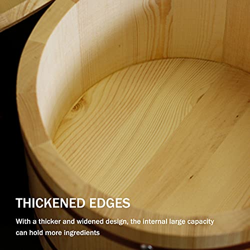 Hangiri Rice Mixing Bowl/Rice Bucket With Copper Banding, Wood Sushi Oke Tub Sushi Making Serving Pan For Home Kitchen,29Cm #TOP4