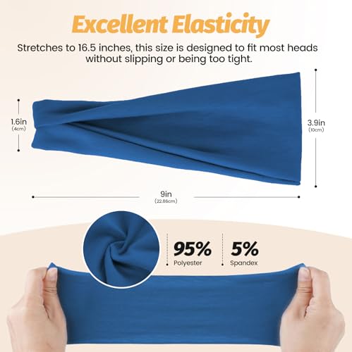 Image of Headbands for Women - 6 Pack Wide Elastic Hair Bands | Stretchy Sweatbands Hair Bands | Soft Sports Thin Head Bands | Non-Slip Accessories Bands for Fashion, Washing Face, Workouts, Yoga, Daily Use