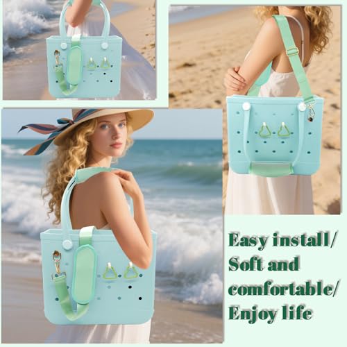 Image of LBU Strap for Bogg Bag Accessories with Handle Wrap, Detachable Shoulder Pad, 2Pcs Key Holders Adjustable Crossbody Shoulder Strap Wrap for XL /Medium /Small Rubber Tote Beach Bog Bags