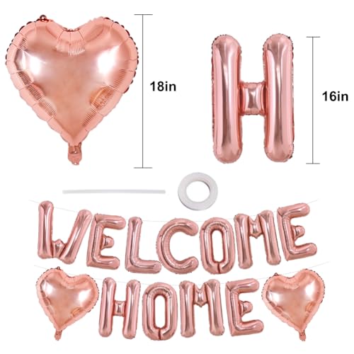 Image of TONIFUL 16 Inch Rose Gold WELCOME HOME Foil Letter Balloons Banner Decor