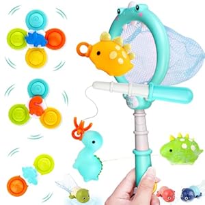 Juguetes de baño para bebé, 12 unidades, juego de juguetes para bañera con ventosa, juguete para bebés a partir de 1, 2, 3, 4 años, red de pesca, juego de pesca, juguete flotante para bañeras, regalos