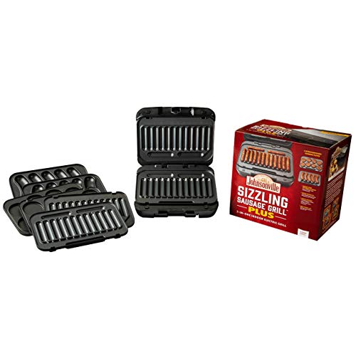 Johnsonville Sizzling Sausage Grill Plus – Sear Sausages and Brats to Perfection – Removable Cooking Plates – Customized Plates Designed For Johnsonville Links or Patties – Dishwasher Safe – Temperature Probe