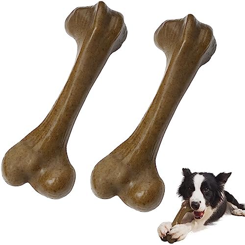 UXVA Aggressive Dog Chew Toys, Nylon Dog Bones, Indestructible Dog Toys, Durable Tough Puppy Teething Toys, Dog Toys for Medium Large, Best Extreme Chew Toys, Beef Flavor (2pcs)