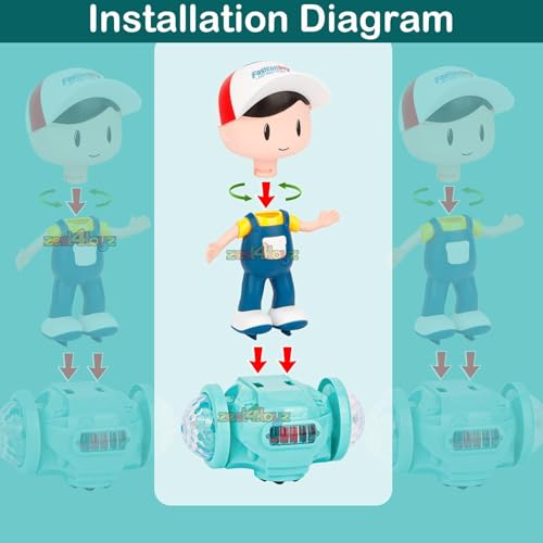 Image of Zest 4 Toyz Musical Toy Battery Operated 360 Degree Rotating Musical Dancing Boy 5D Light & Sound Toy with Bump & Go Action for Kids, Blue
