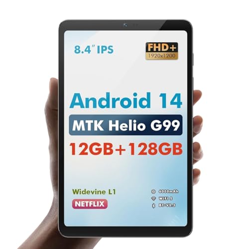 LincPlus M8 Tablet 8.4 Inch Android - MTK Helio G99, 12GB RAM 128GB ROM, 90Hz IPS Display, 6000mAh Battery, 20W Fast Charging, Widevine L1 & GMS Certified, Tablet Mini for Work, Study, Entertainment