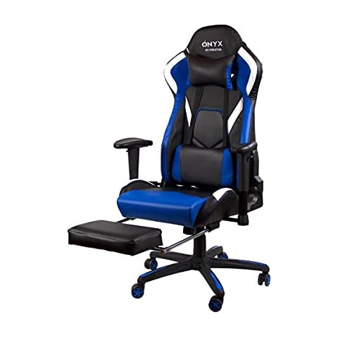 PRIXTON Gaming Chair Ónyx - Silla Gaming con Reposapiés Integrado, Cojín Cervical y Vertical Incluido, Reclinable 180º Cover