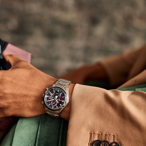 Image of Citizen Eco-Drive Tsuki-yomi A-T Red Dial Super Titanium Bracelet Watch | 43mm | BY1018-55X