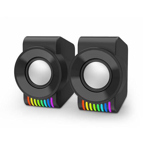 Redragon GS514 - Altoparlante da gioco per PC, 2.0 canali, con RGB dinamico, bassi di alta qualità e suono cristallino, alimentazione USB con connettore da 3,5 mm