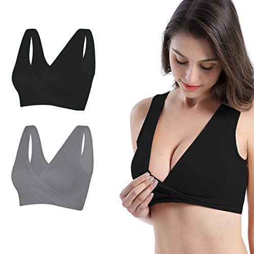 Bllatta Sujetador Premamade Lactancia Maternidad 2 and 3 Pack Sujetadores Algodon con Almohadillas de prevencion de derrames Removibles