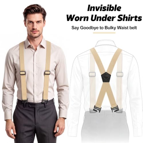 Image of Sintege 4 Pcs X Back Suspenders 1.5 Inch Heavy Duty