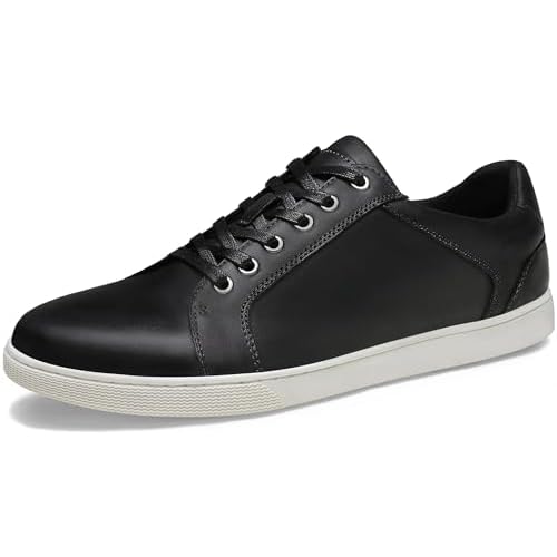 Jousen Men's Sneakers Leather Casual Shoes for Men Business Lace Up Dress Sneaker Mens Shoe