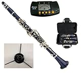 Merano WD401BL-RSM B Flat Blue/Silver Clarinet with Case, Metro Tuner and Stand, 11 Reeds