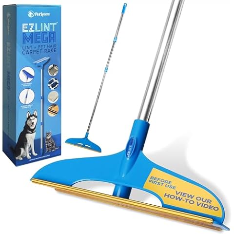 PetLovers Mega 52" Telescopic Carpet Rake & Pet Hair Removal Broom - Adjustable Rake for Carpet, Rugs, & Stairs - Ergonomic Handle & Extra Wide Head for Quick Pet Hair Pickup Cover