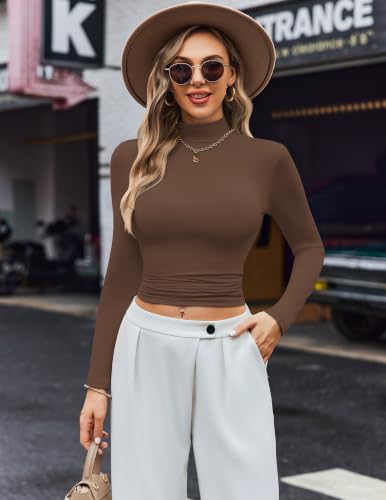 Image of Ekouaer Womens Turtleneck Shirts Long Sleeve Lightweight Fitted Thermal | Mock Neck, Soft Base Layer Tops, Underwear Stretchy Fit, Buttery Soft Undershirts, Fashion Winter Clothes
