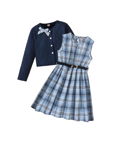 PureChapter Girls 2 Piece Outfits Preppy Clothes Plaid Vest Dress