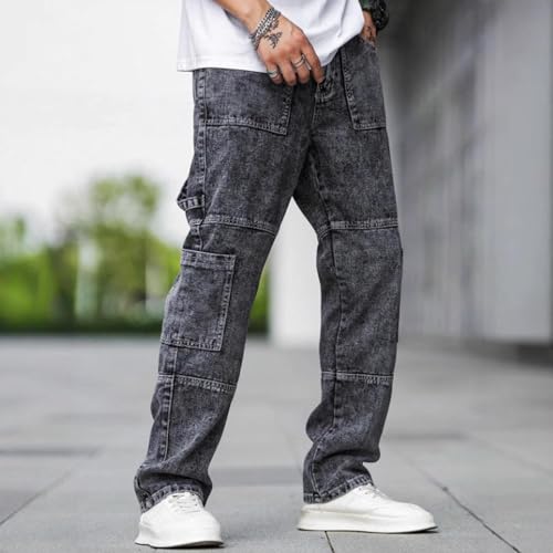 Man Denim Cargo Track Athletic Pants Jeans for Mens Western Straight Leg Basic Long Leg Fall Summer Pants 20252