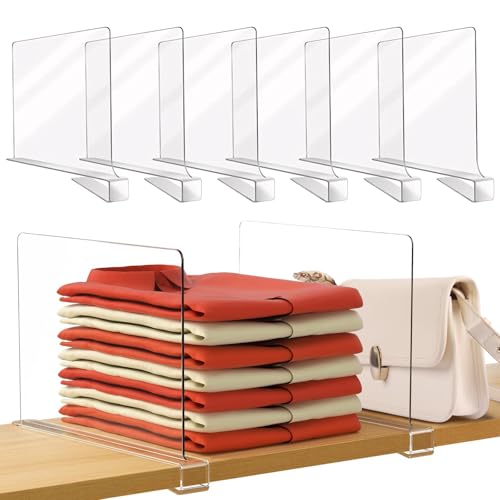 Aphromirel 8 Stück Transparente Acryl Regaltrenner Multifunktionaler Regalteiler Adjustable without drilling für Schlafzimmer KüChen BüCherregale SchräNke Und Kleiderschrankteiler